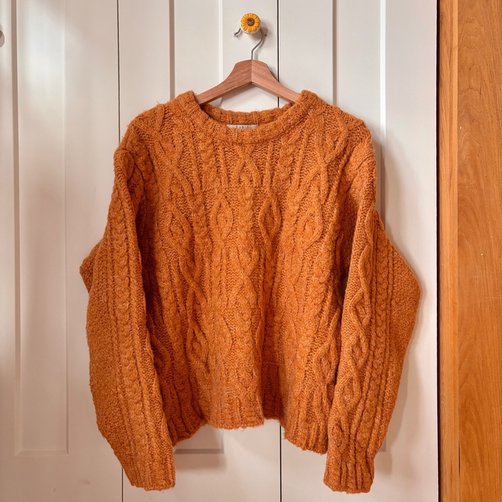 Cozy Cable Knit Sweater in Warm Orange